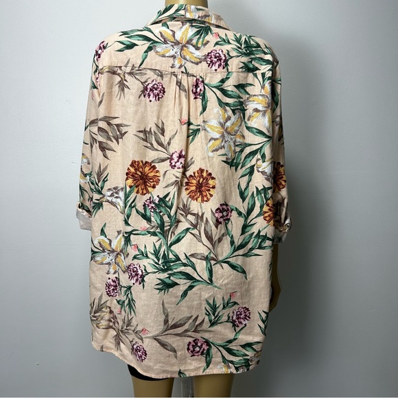 Cynthia Rowley Floral Tunic - Cream and Green Size 1X - Picture 4 of 7